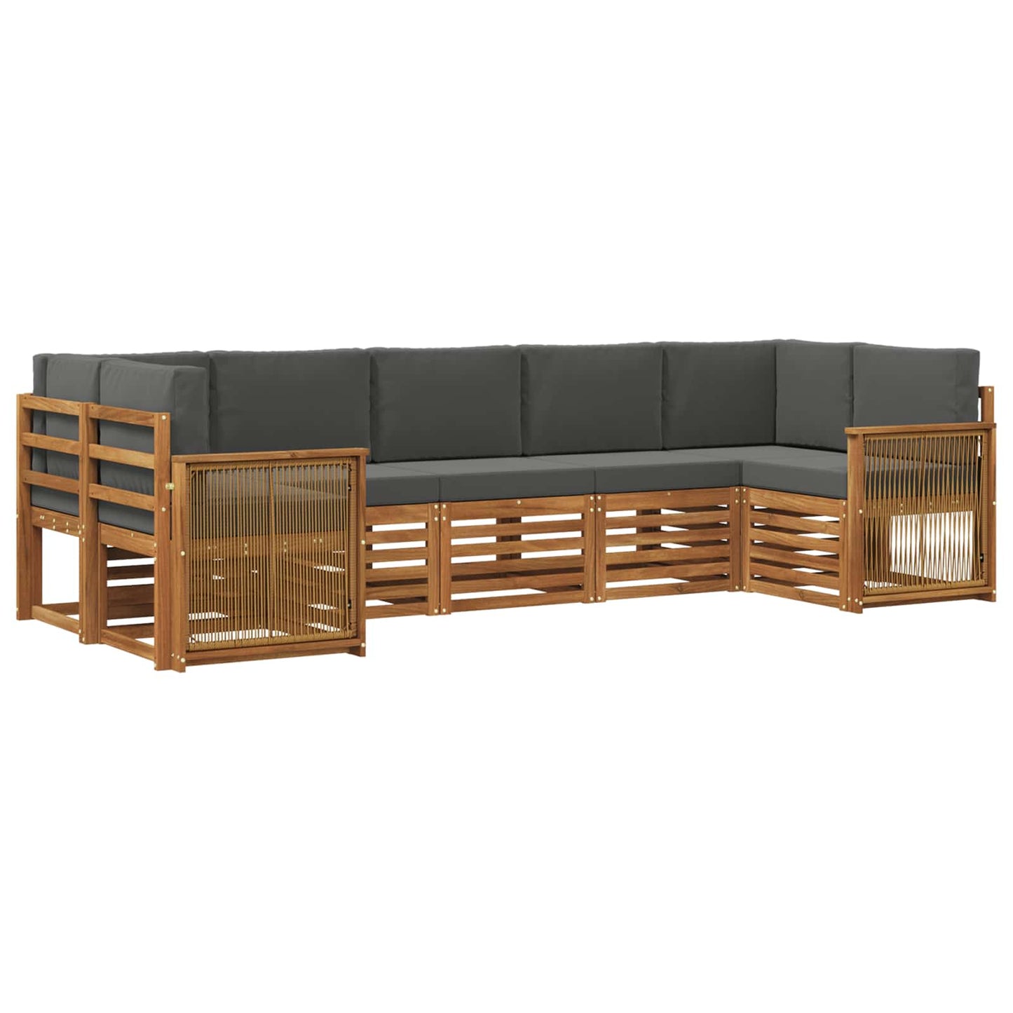 Outdoor-Sofagarnitur 6 stk. Natur und Anthrazit