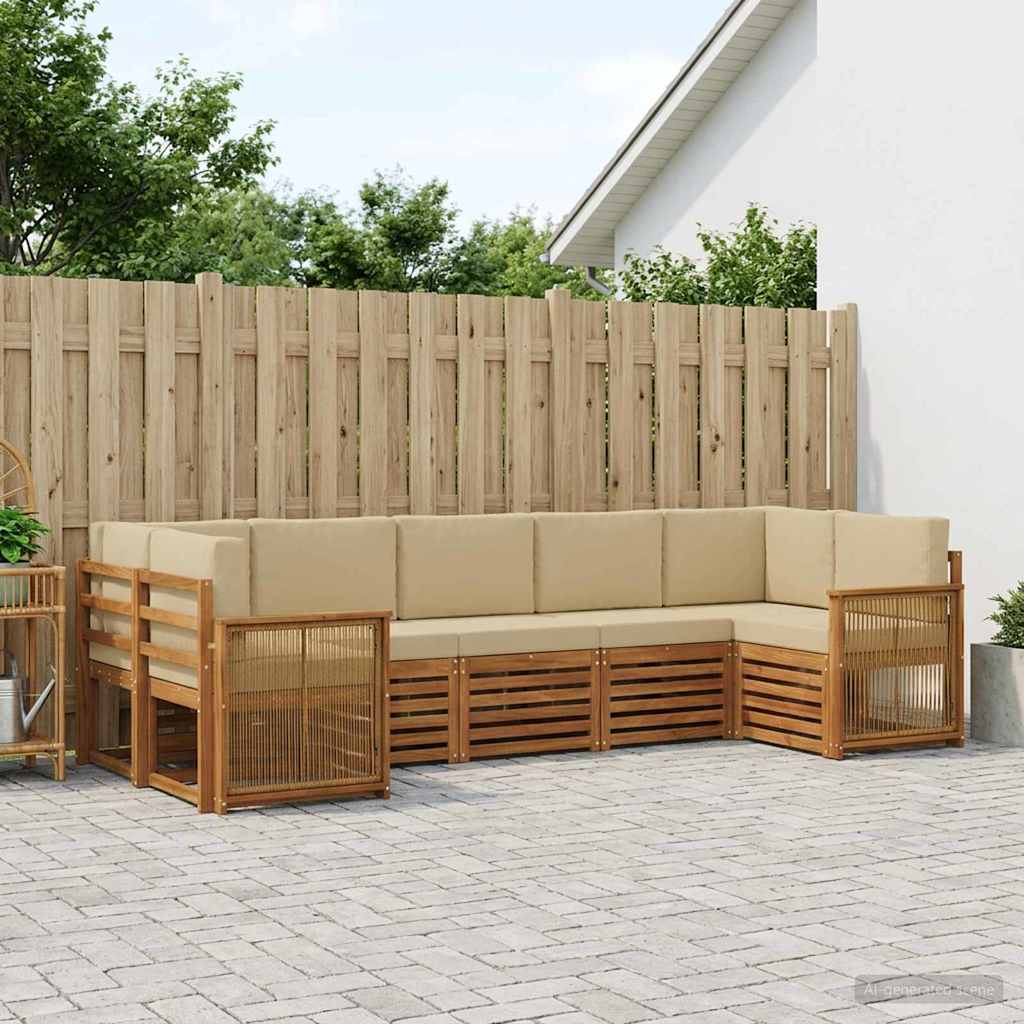 Outdoor-Sofagarnitur 6 stk. Natur