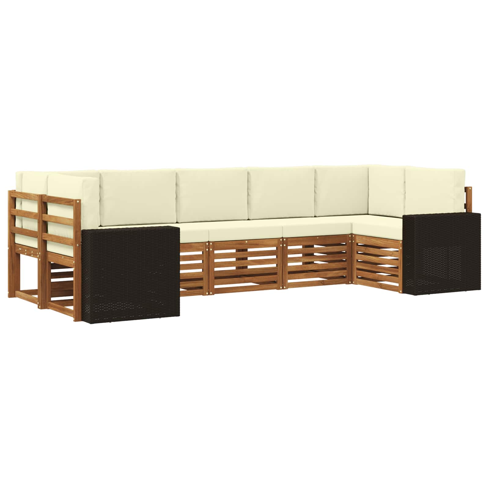 Ecksofa Set mit Kissen 7 pcs Natur und Creme Polyester