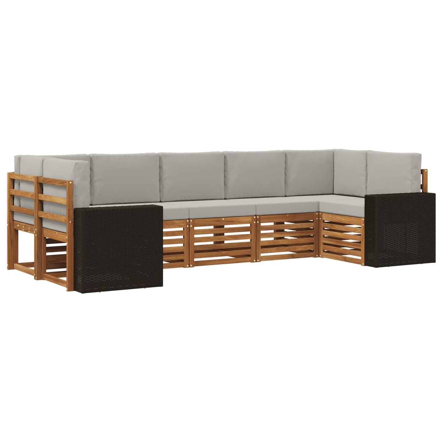 Ecksofa Set mit Kissen 7 pcs Natürlich und Hellgrau Polyester