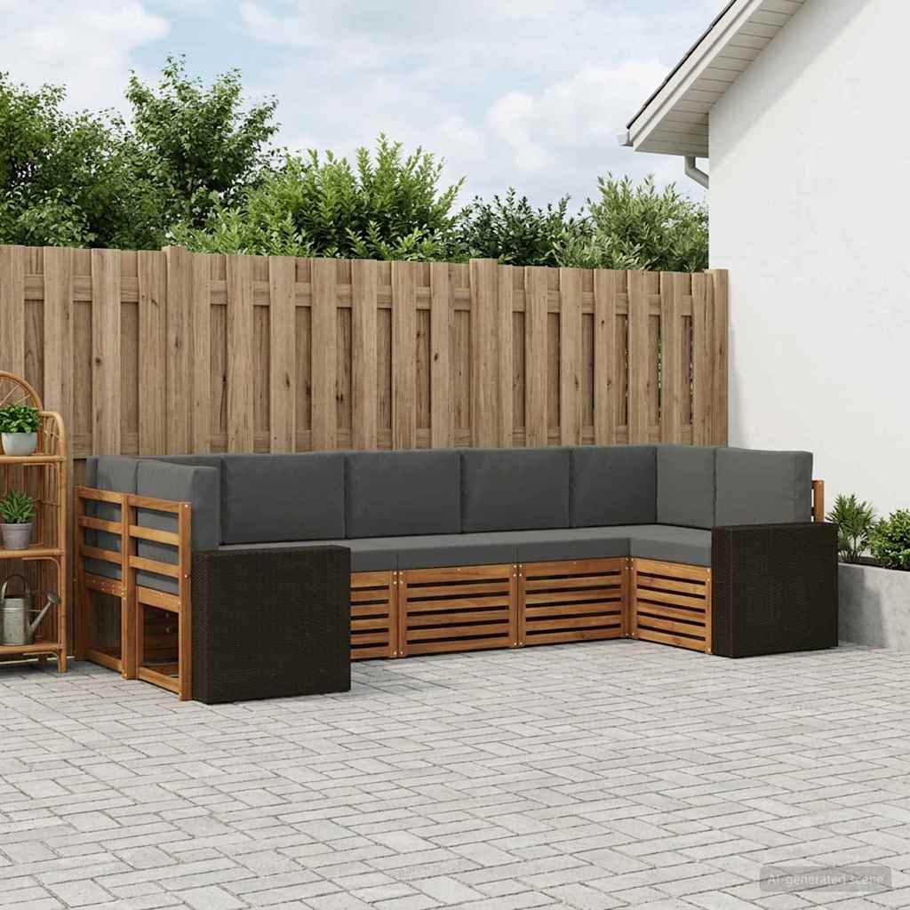 Ecksofa Set mit Kissen 7 pcs Natur und Anthrazit Polyester