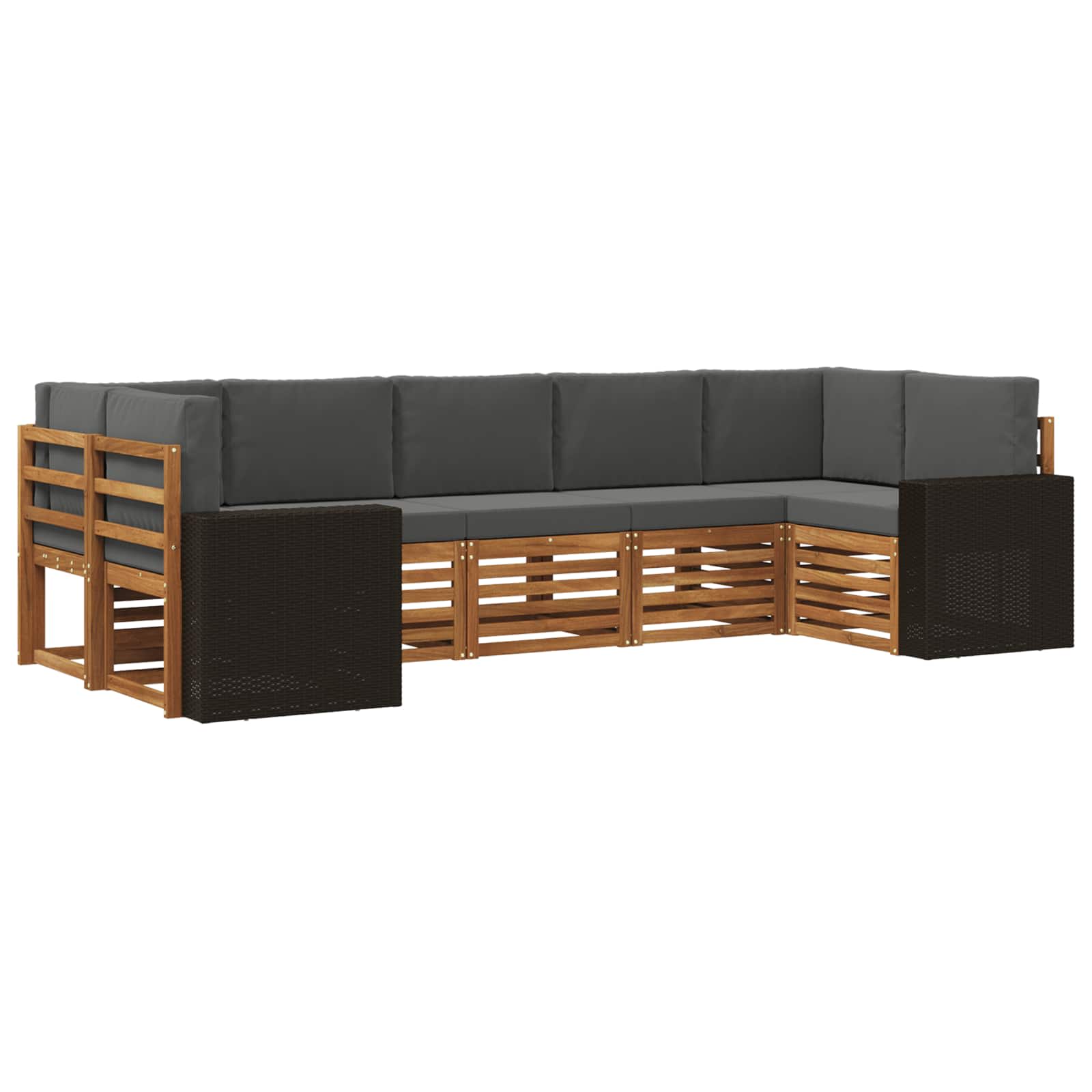 Ecksofa Set mit Kissen 7 pcs Natur und Anthrazit Polyester