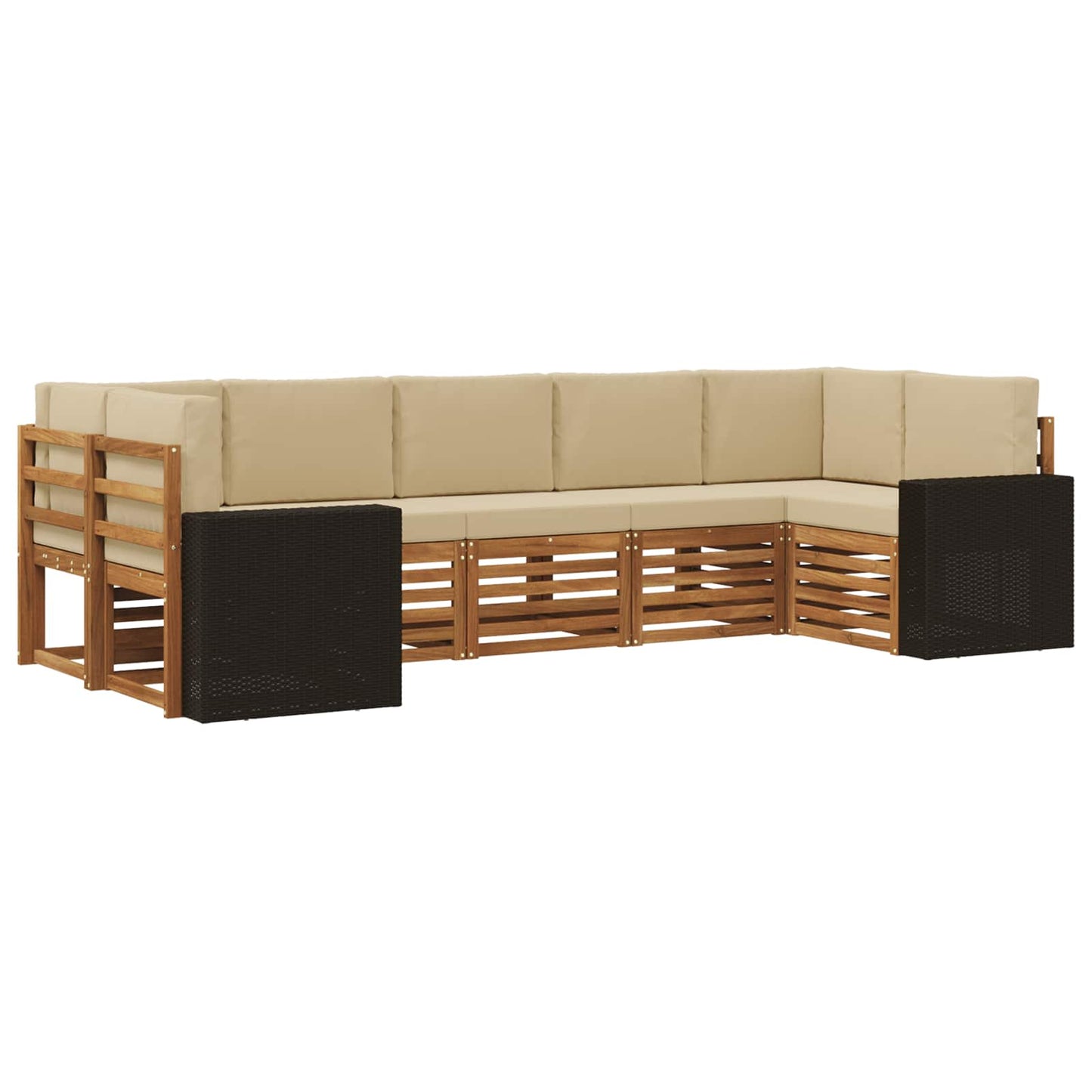 Outdoor-Sofagarnitur 7 stk. Natur und Beige Polyester