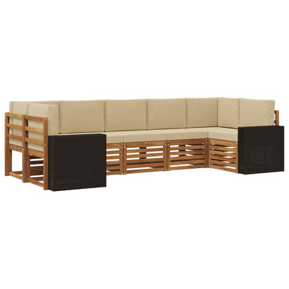 Outdoor-Sofagarnitur 7 stk. Natur und Beige Polyester