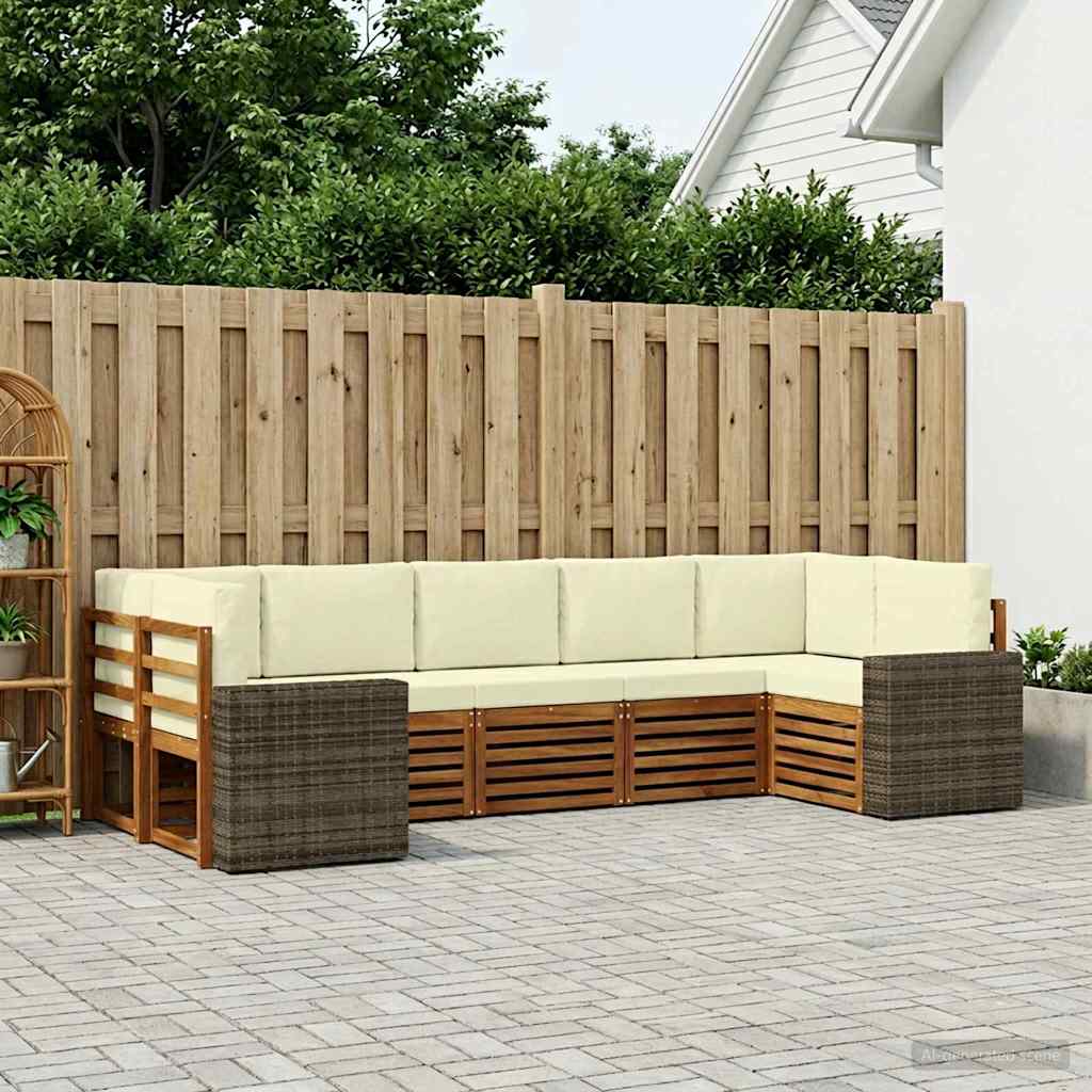 Ecksofa Set mit Kissen 7 pcs Natur und Creme Polyester
