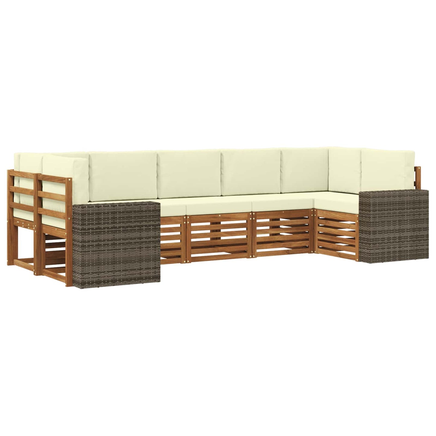 Ecksofa Set mit Kissen 7 pcs Natur und Creme Polyester