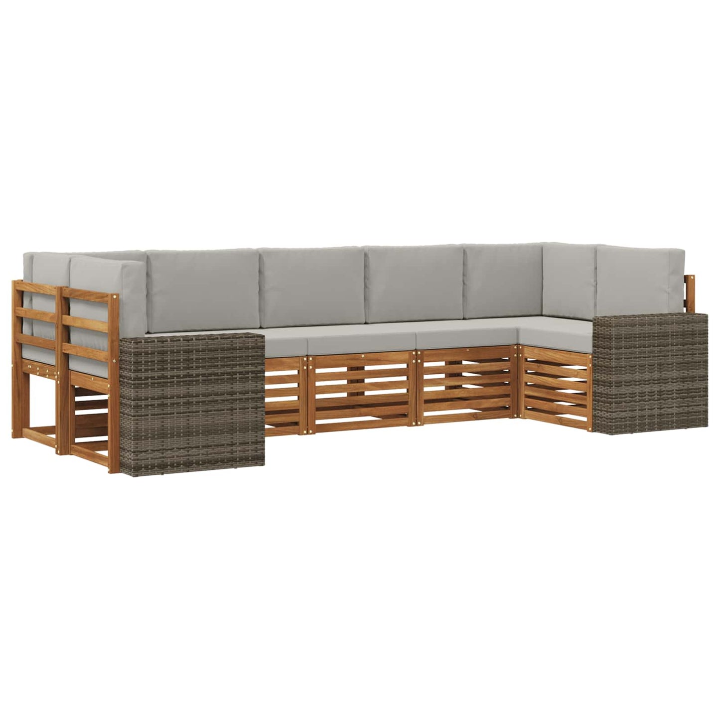 Ecksofa Set mit Kissen 7 pcs Natürlich und Hellgrau Polyester