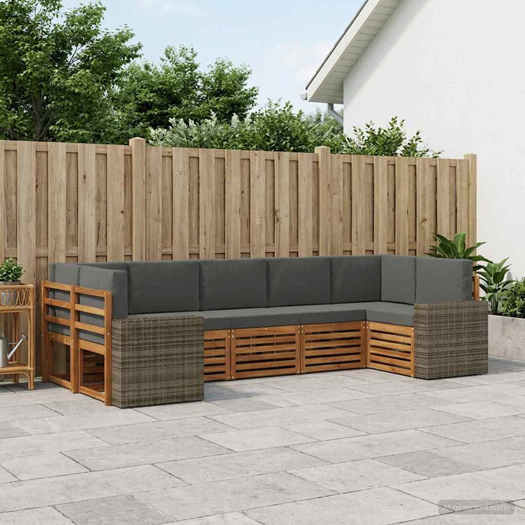 Ecksofa Set mit Kissen 7 pcs Natur und Anthrazit Polyester