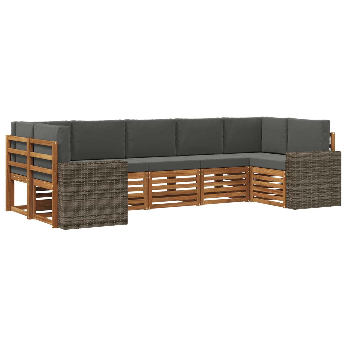 Ecksofa Set mit Kissen 7 pcs Natur und Anthrazit Polyester