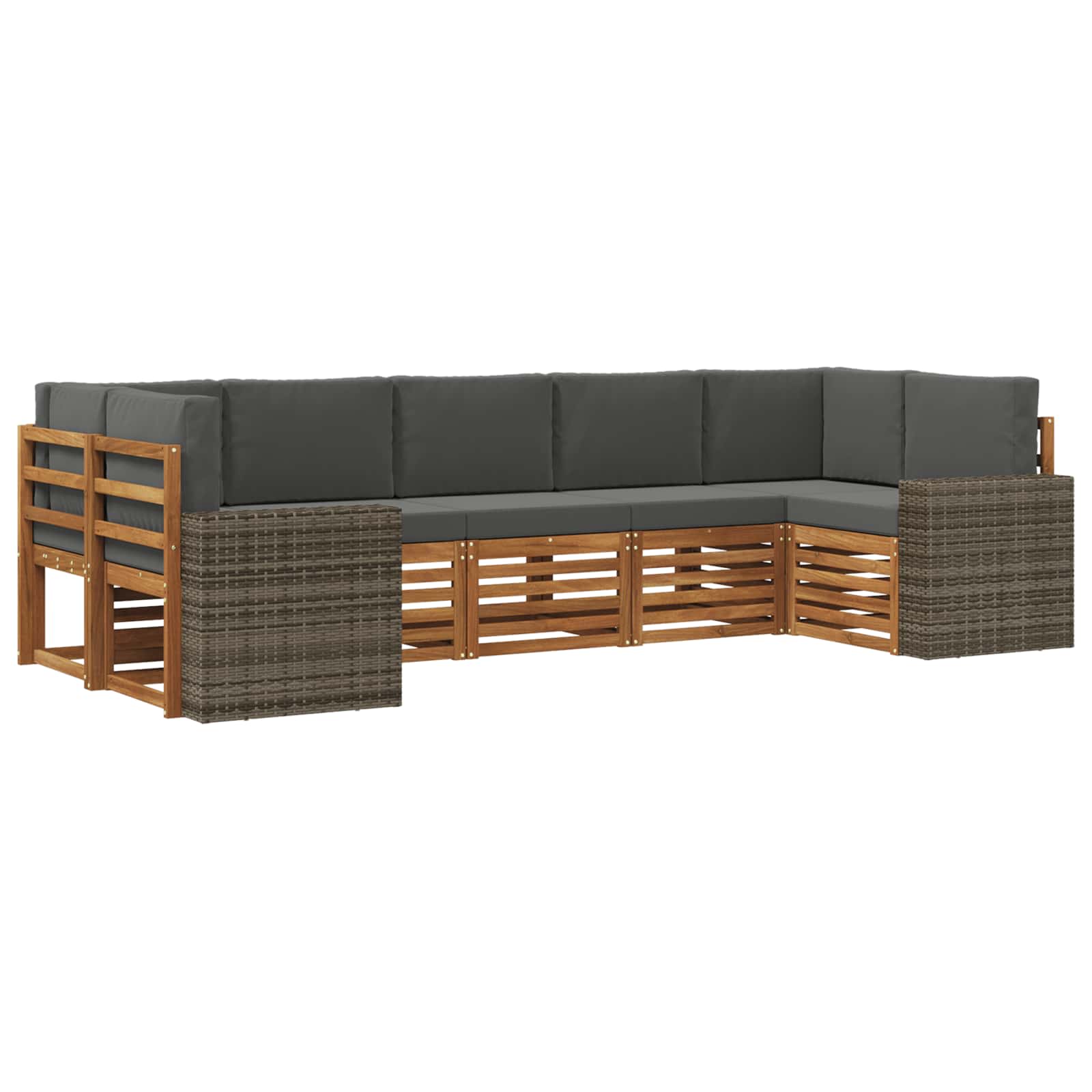 Ecksofa Set mit Kissen 7 pcs Natur und Anthrazit Polyester