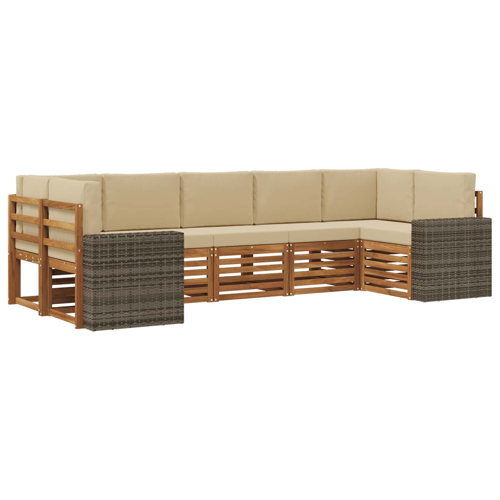 Outdoor-Sofagarnitur 7 stk. Natur und Beige Polyester