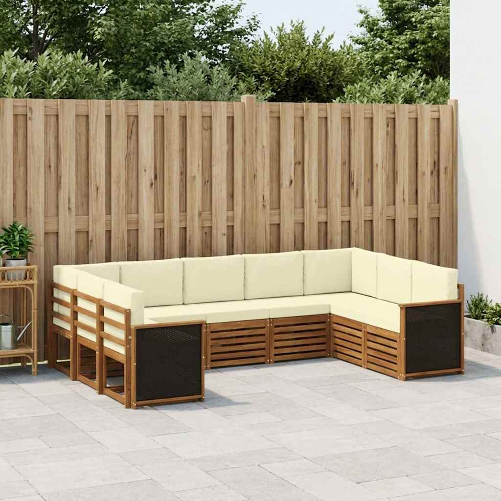 Ecksofa Set mit Kissen 7 pcs Natur und Creme
