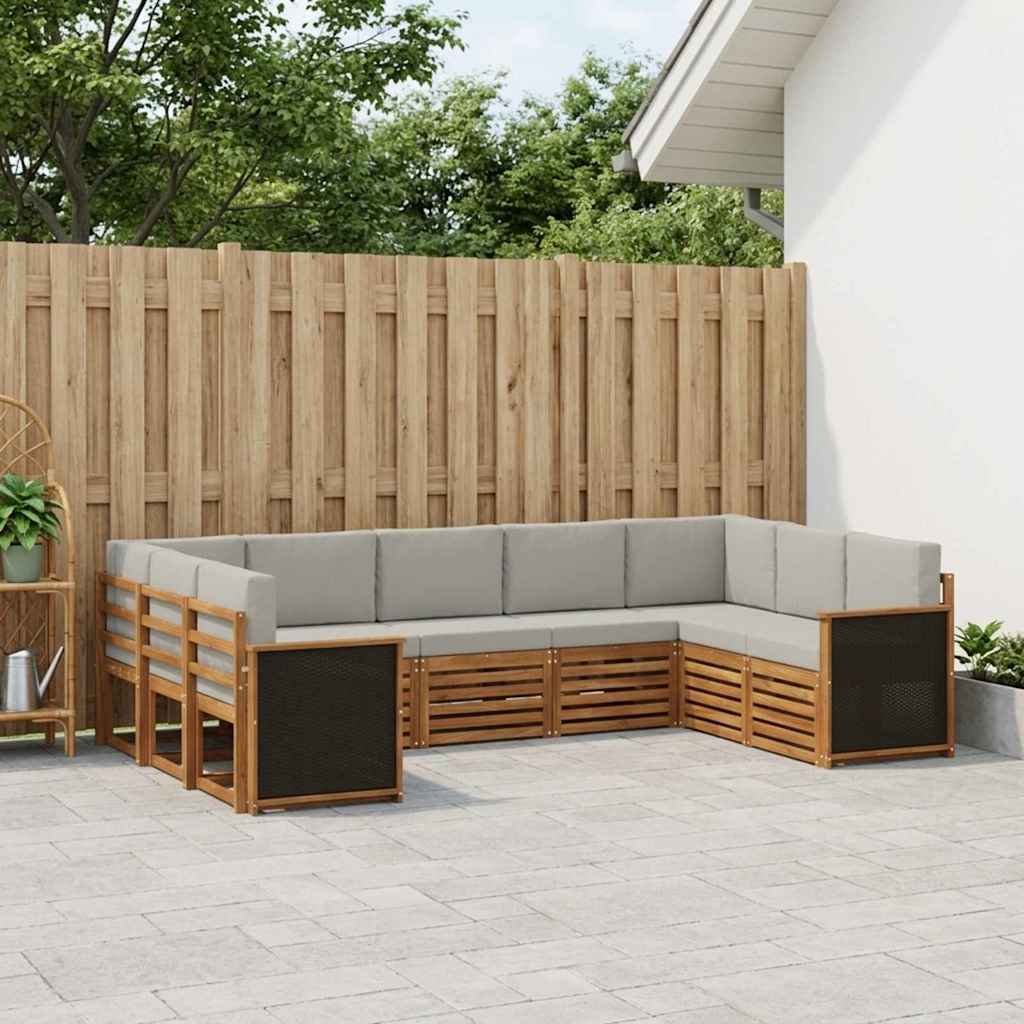Ecksofa Set mit Kissen 7 pcs Natürlich und Hellgrau