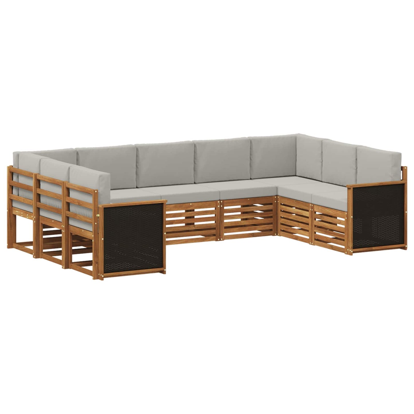 Ecksofa Set mit Kissen 7 pcs Natürlich und Hellgrau