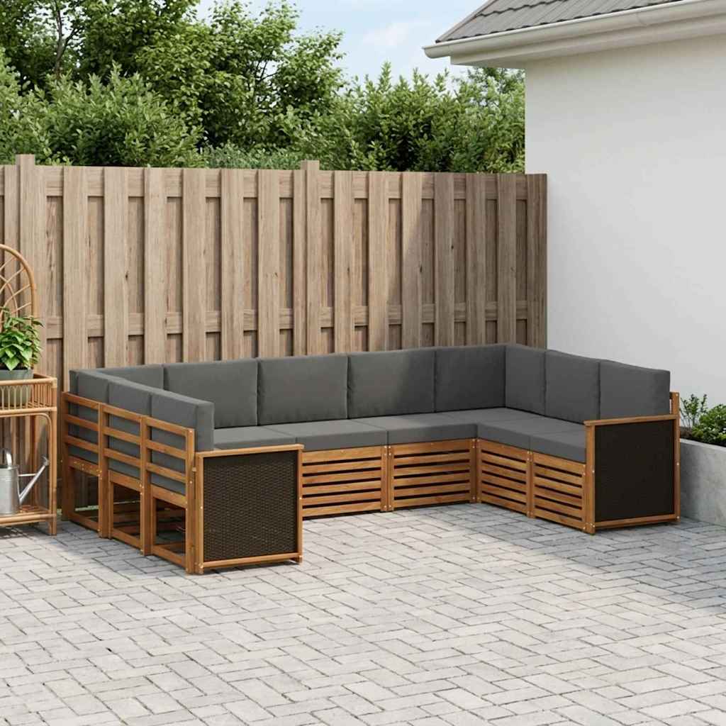 Ecksofa Set mit Kissen 7 pcs Natur und Anthrazit