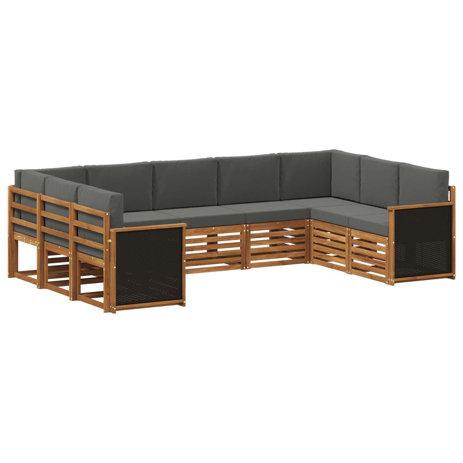 Ecksofa Set mit Kissen 7 pcs Natur und Anthrazit
