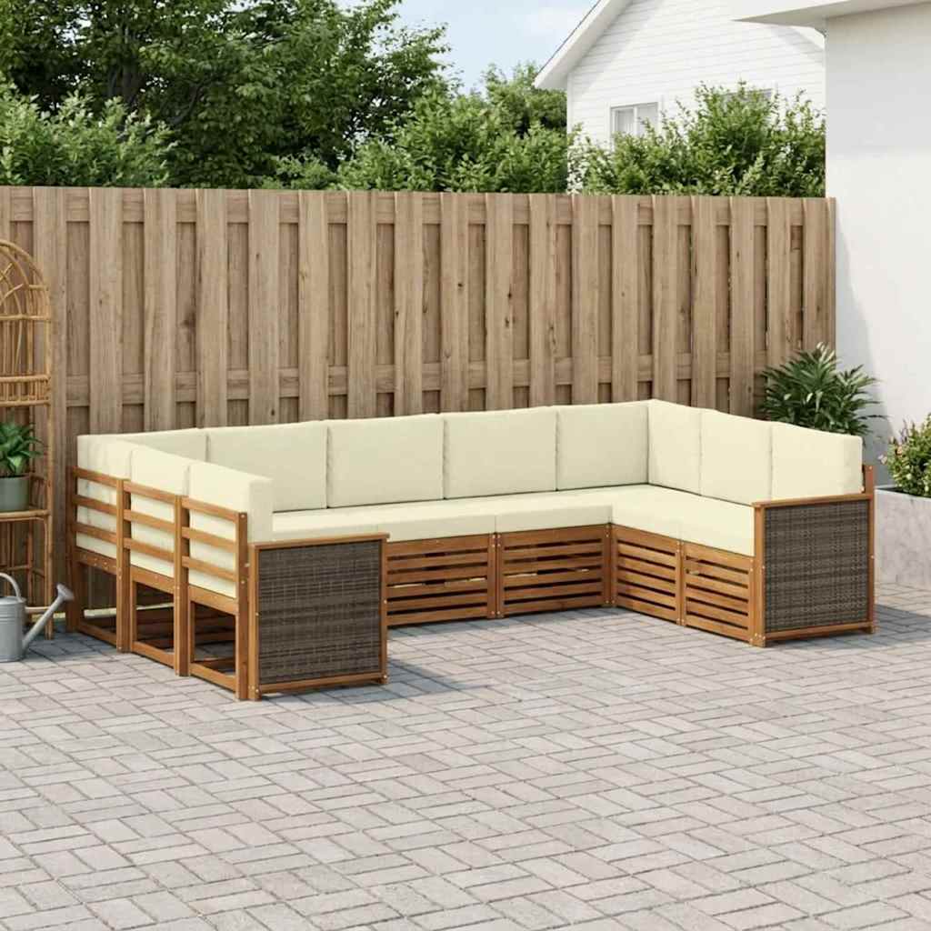 Ecksofa Set mit Kissen 7 pcs Natur und Creme