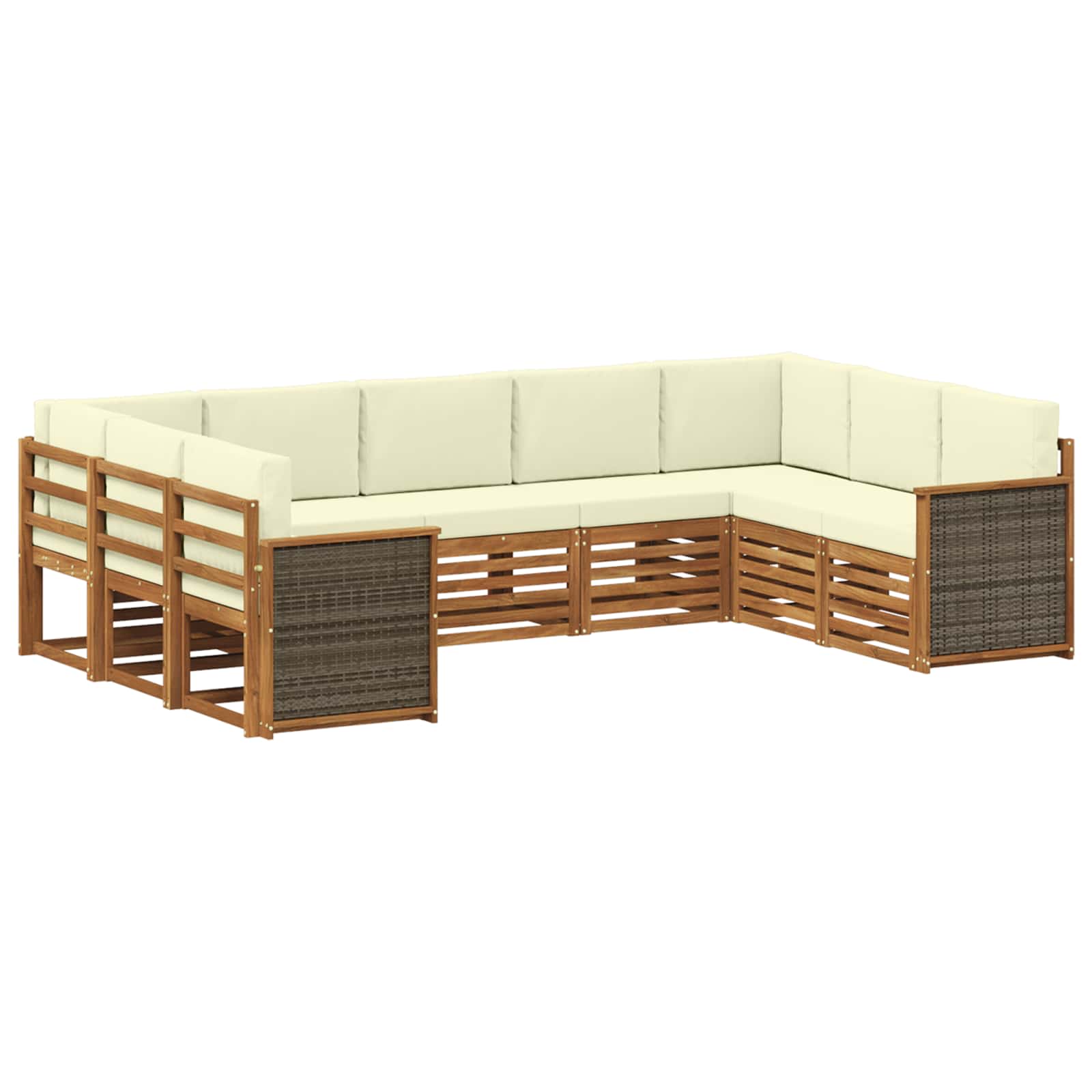 Ecksofa Set mit Kissen 7 pcs Natur und Creme