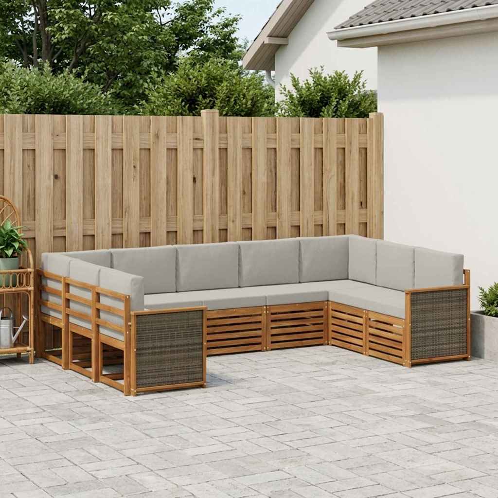 Ecksofa Set mit Kissen 7 pcs Natürlich und Hellgrau