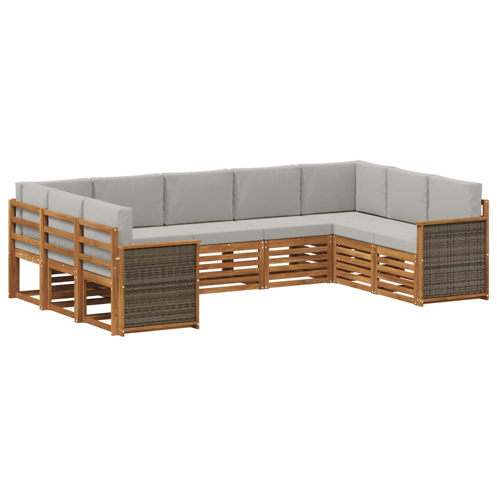 Ecksofa Set mit Kissen 7 pcs Natürlich und Hellgrau