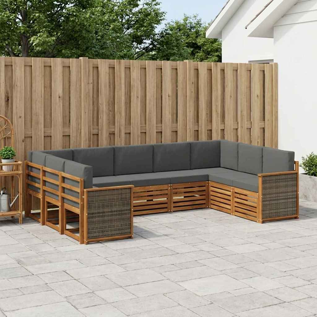 Ecksofa Set mit Kissen 7 pcs Natur und Anthrazit