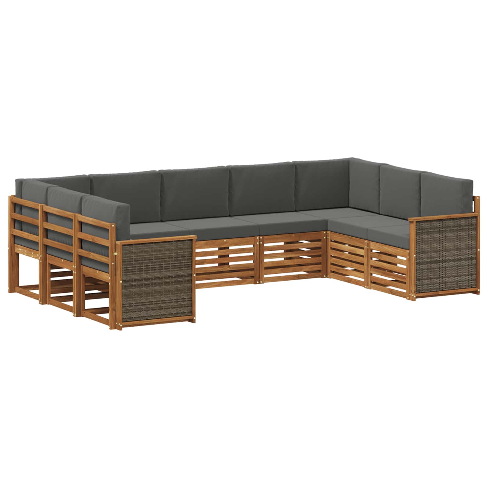 Ecksofa Set mit Kissen 7 pcs Natur und Anthrazit