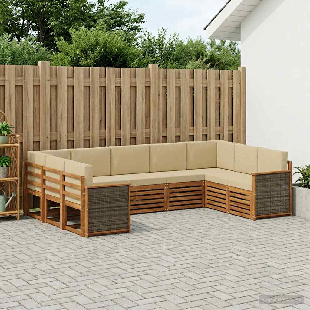 Outdoor-Sofagarnitur 7 stk. Natur
