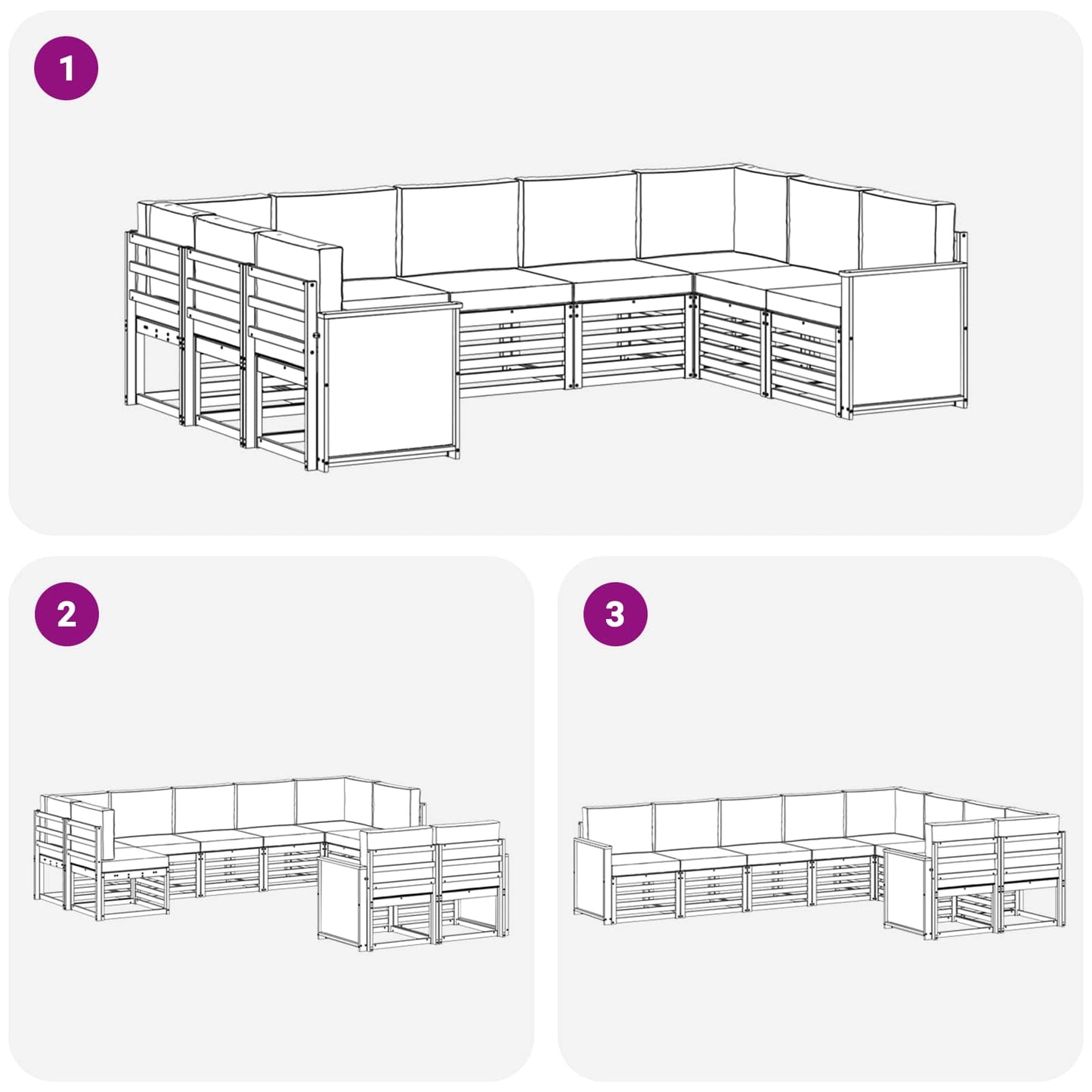 Outdoor-Sofagarnitur 7 stk. Natur