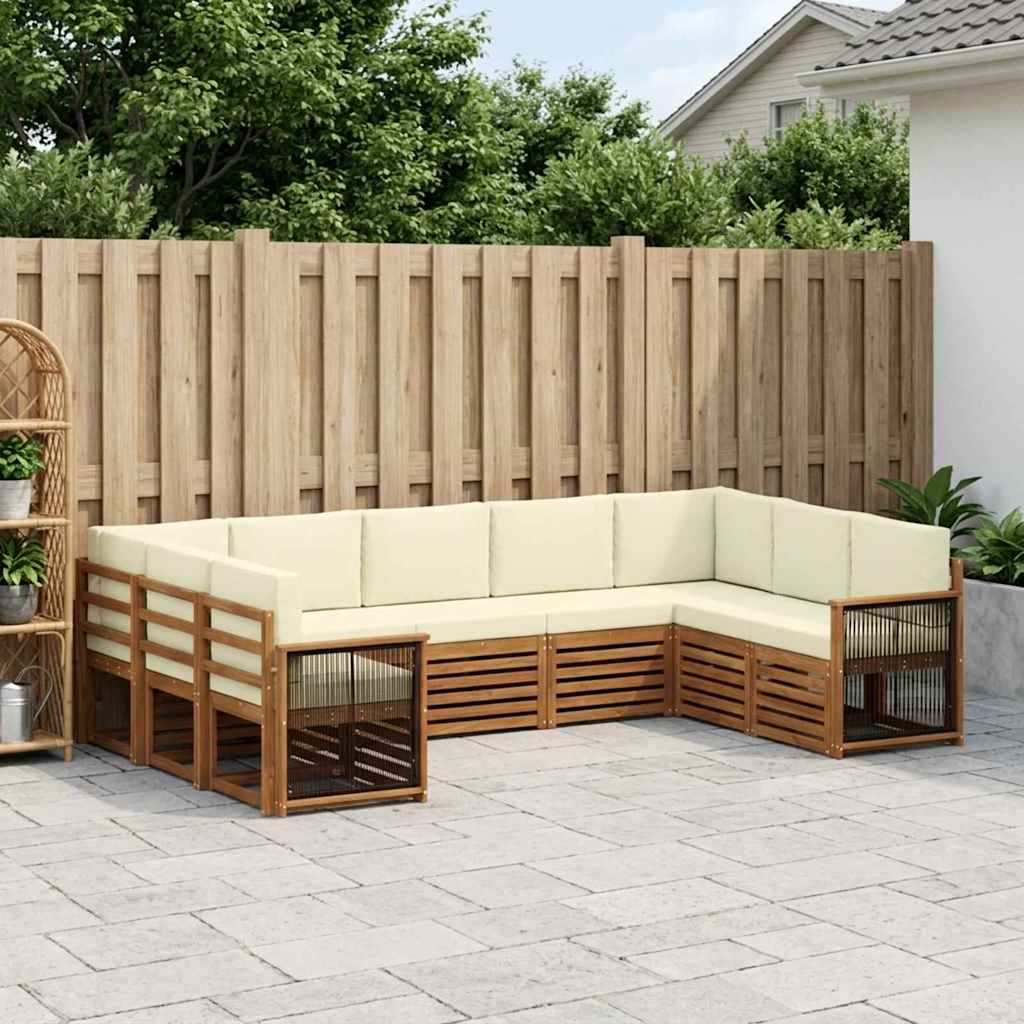 Ecksofa Set mit Kissen 7 pcs Natur und Creme