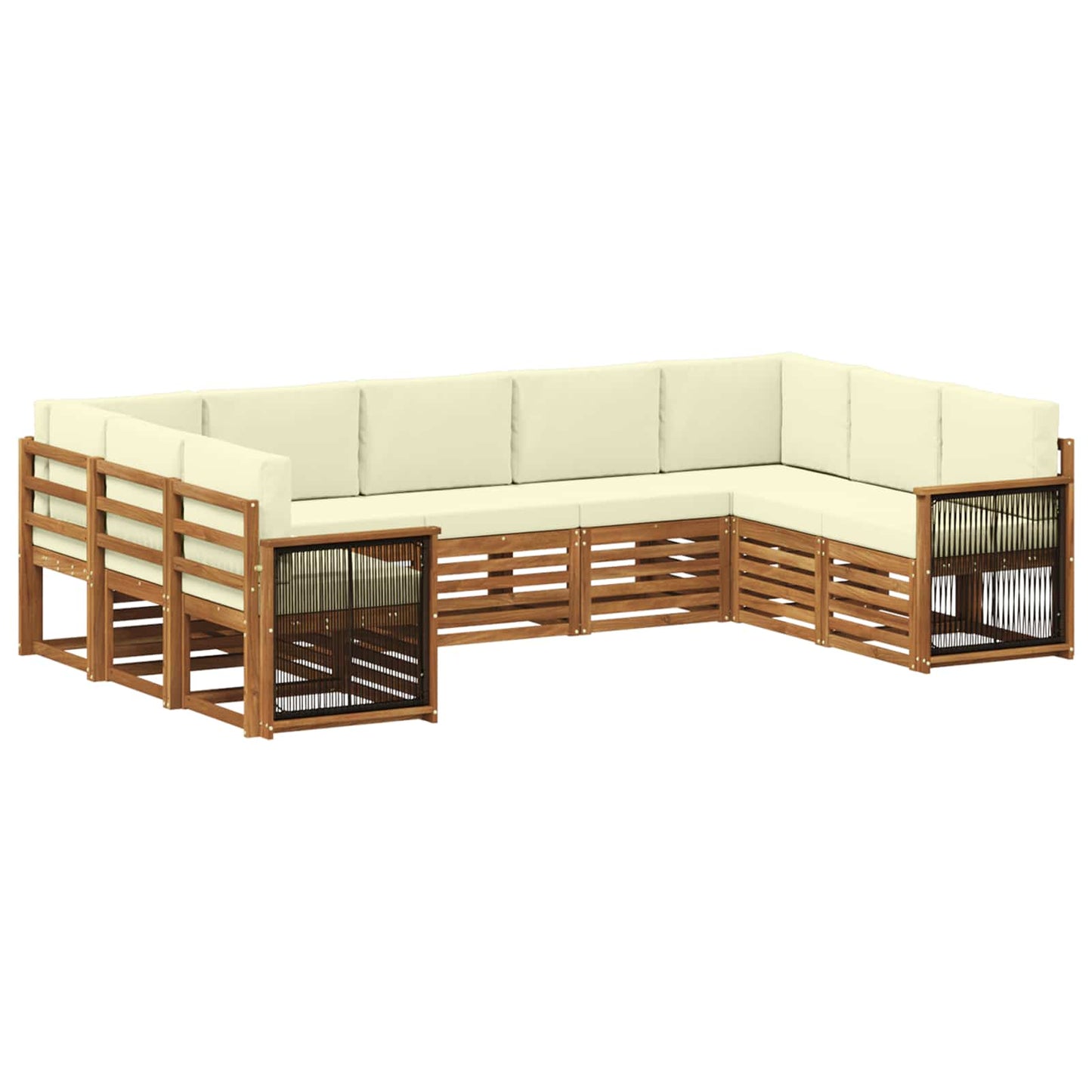 Ecksofa Set mit Kissen 7 pcs Natur und Creme