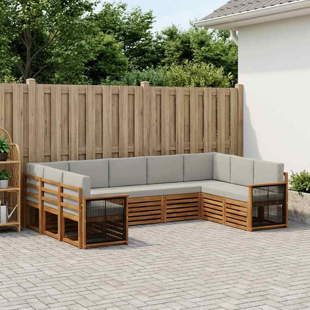 Ecksofa Set mit Kissen 7 pcs Natürlich und Hellgrau