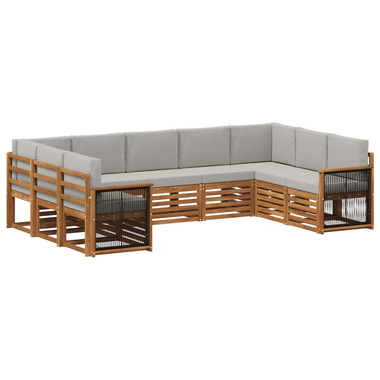 Ecksofa Set mit Kissen 7 pcs Natürlich und Hellgrau