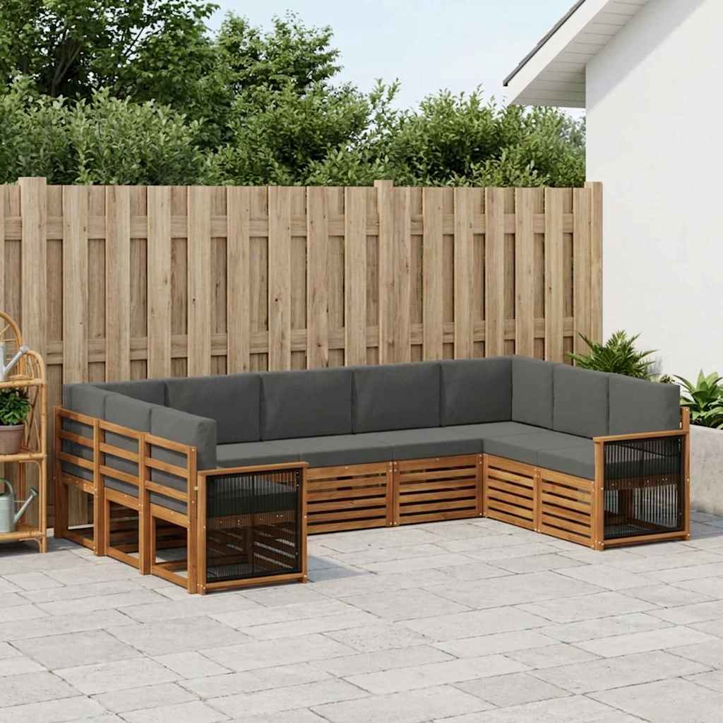 Ecksofa Set mit Kissen 7 pcs Natur und Anthrazit