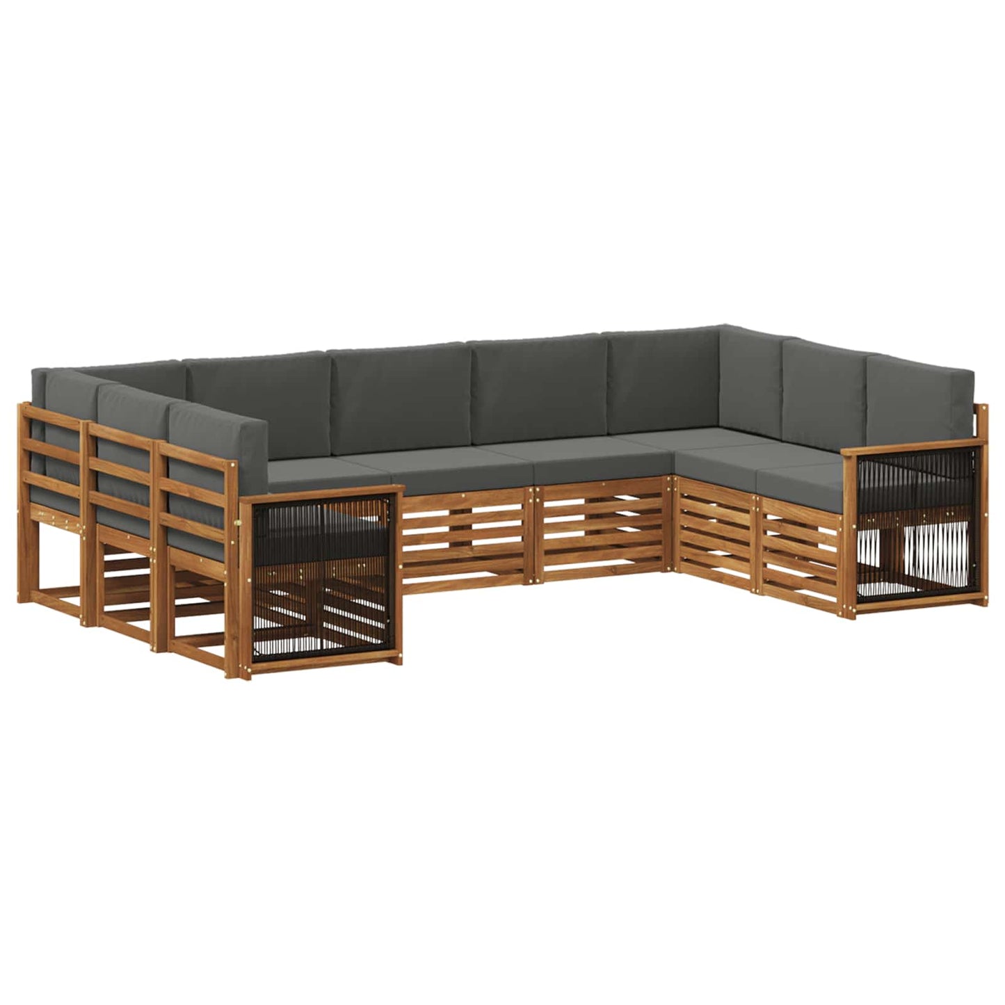 Ecksofa Set mit Kissen 7 pcs Natur und Anthrazit