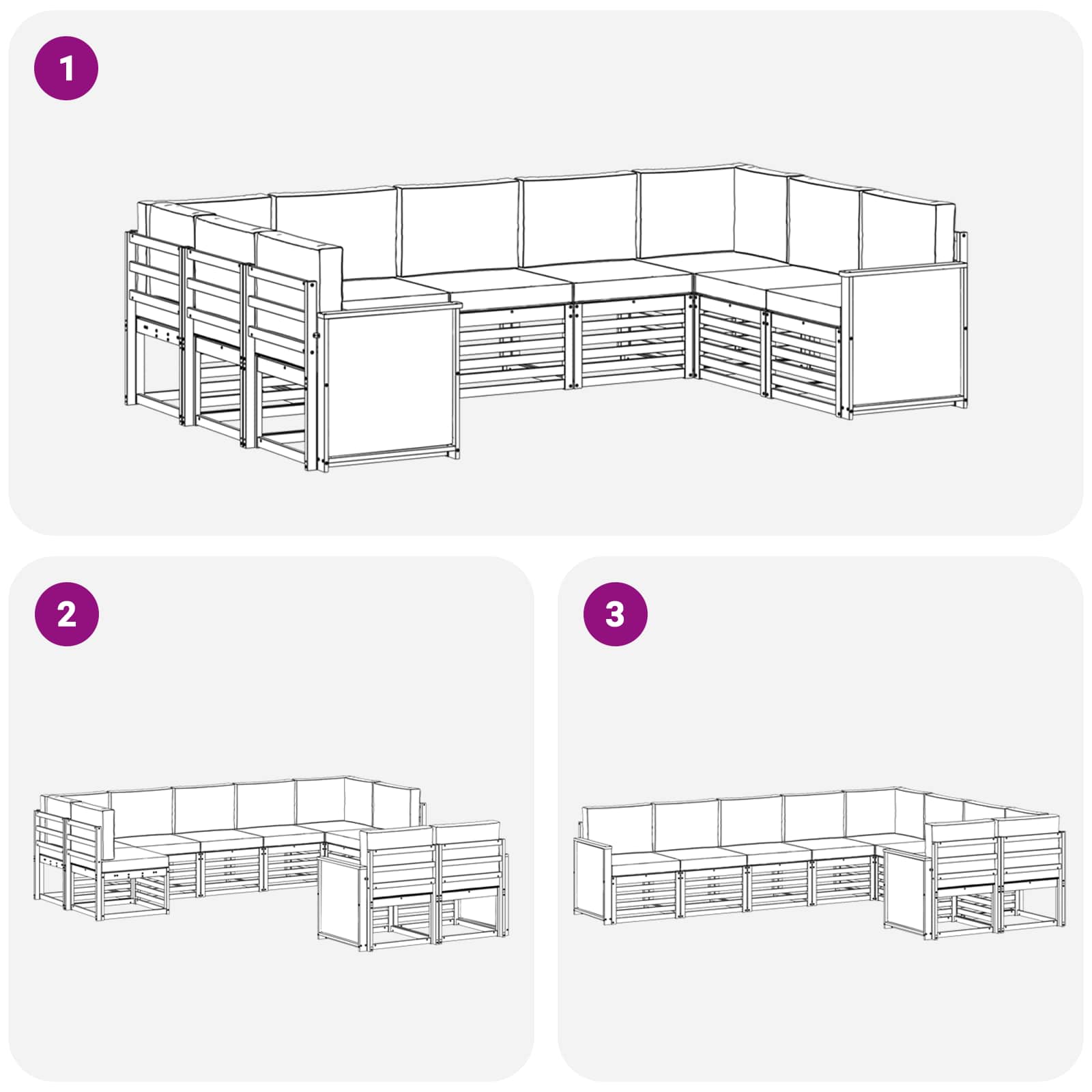 Outdoor-Sofagarnitur 7 stk. Natur