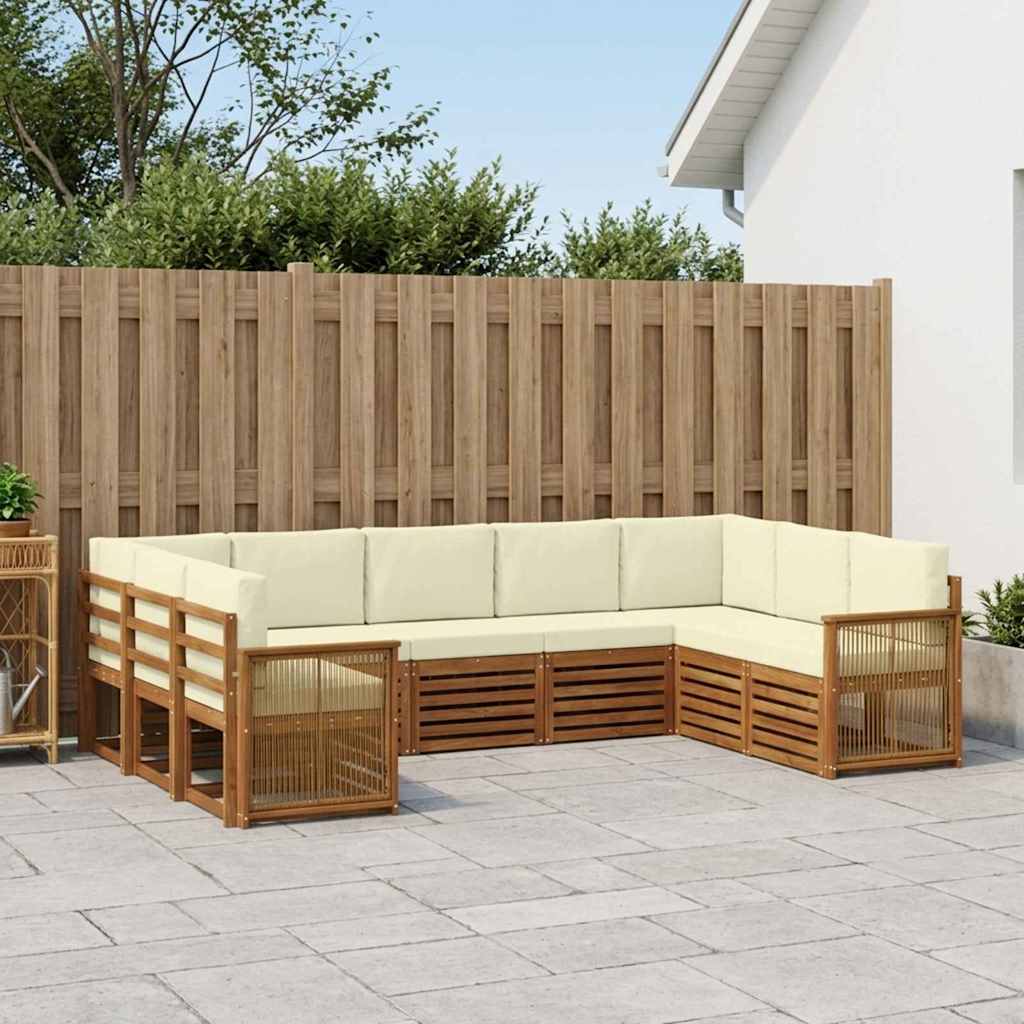 Ecksofa Set mit Kissen 7 pcs Natur und Creme