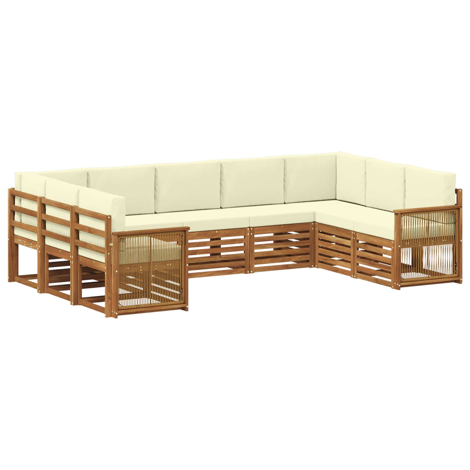Ecksofa Set mit Kissen 7 pcs Natur und Creme