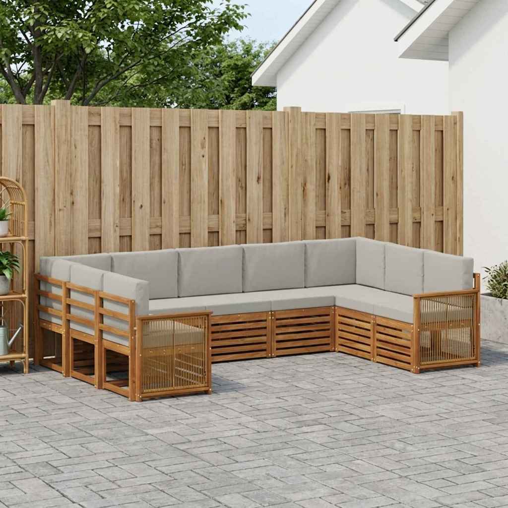 Ecksofa Set mit Kissen 7 pcs Natürlich und Hellgrau