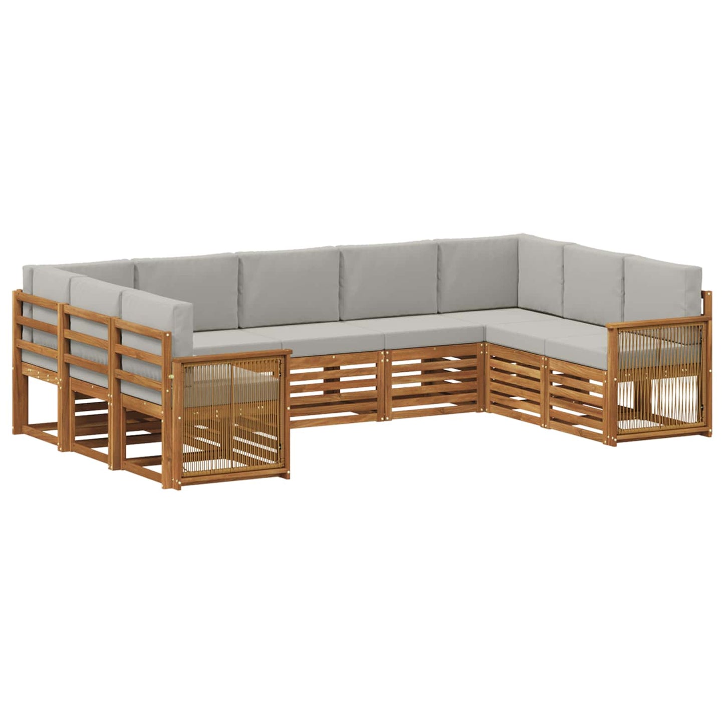 Ecksofa Set mit Kissen 7 pcs Natürlich und Hellgrau