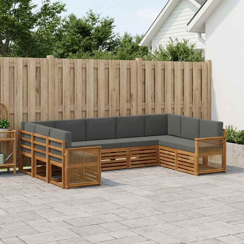 Outdoor-Sofagarnitur 7 stk. Natur und Anthrazit