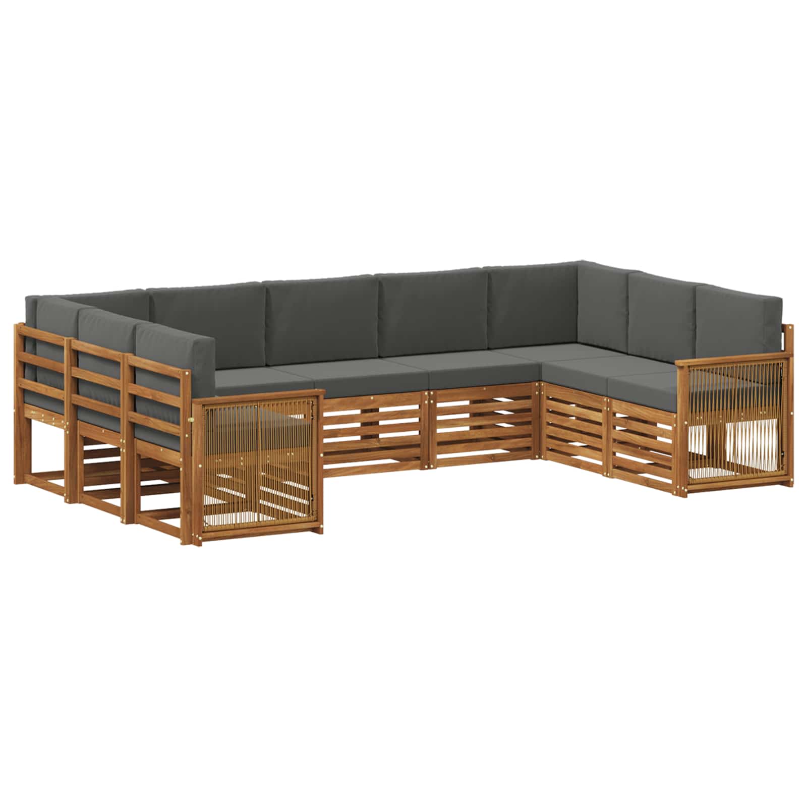 Outdoor-Sofagarnitur 7 stk. Natur und Anthrazit