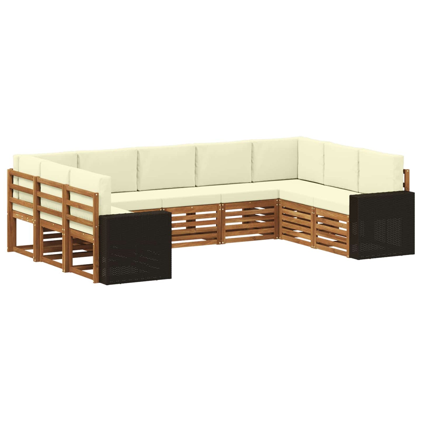 Ecksofa Set mit Kissen 9 pcs Natur und Creme Polyester