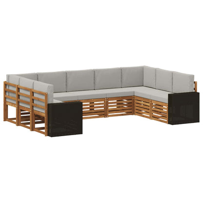 Outdoor-Sofagarnitur 9 stk. Natürlich und Hellgrau Polyester