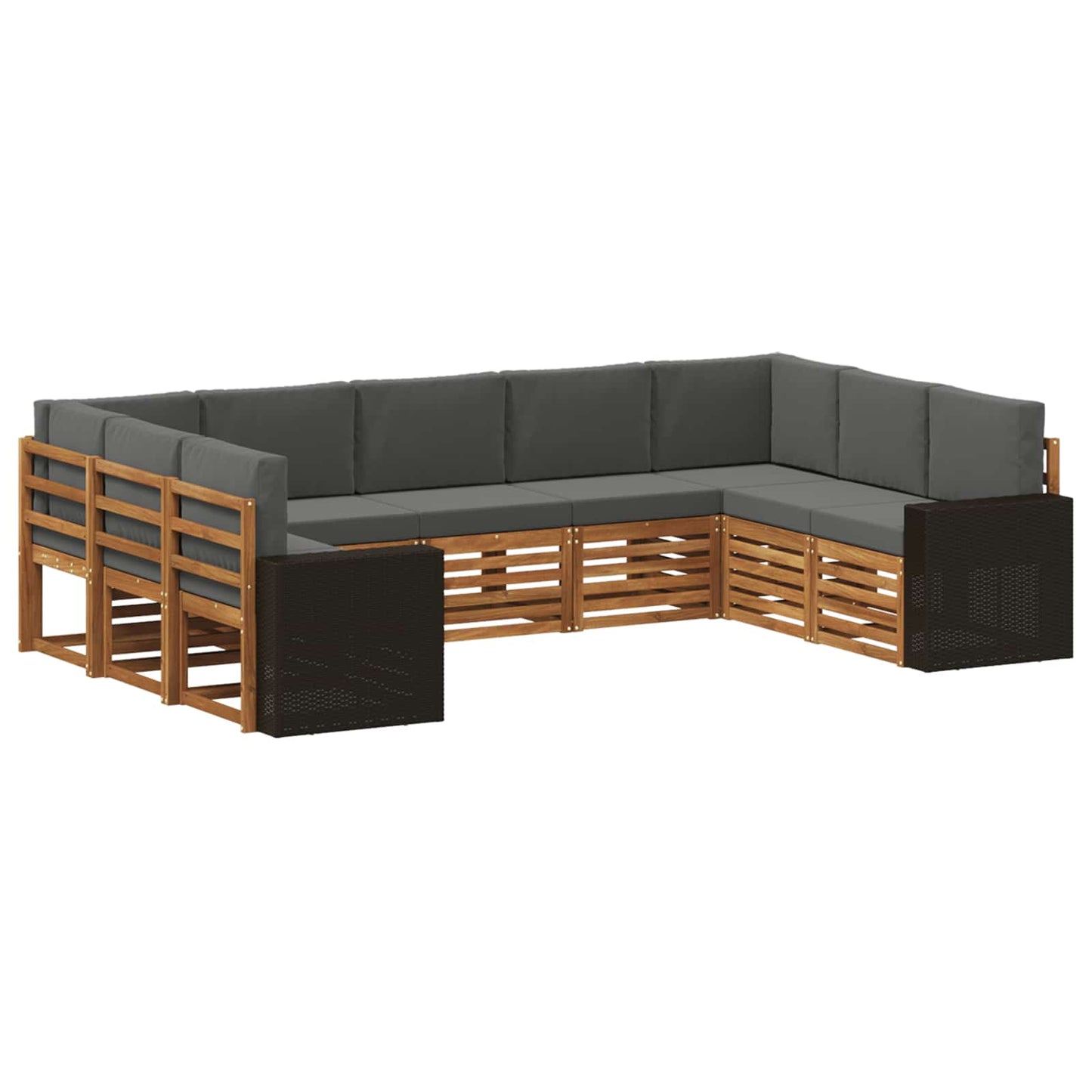 Ecksofa Set mit Kissen 9 pcs Natur und Anthrazit Polyester