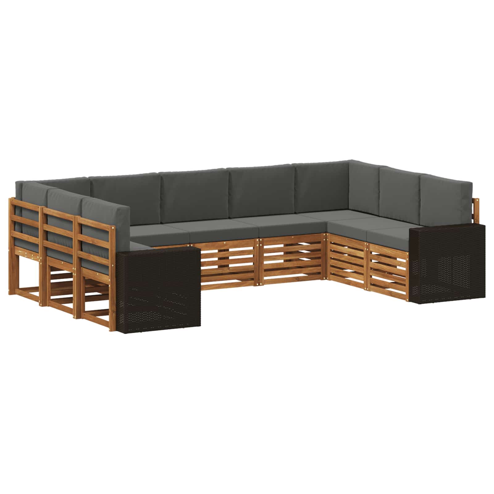 Ecksofa Set mit Kissen 9 pcs Natur und Anthrazit Polyester