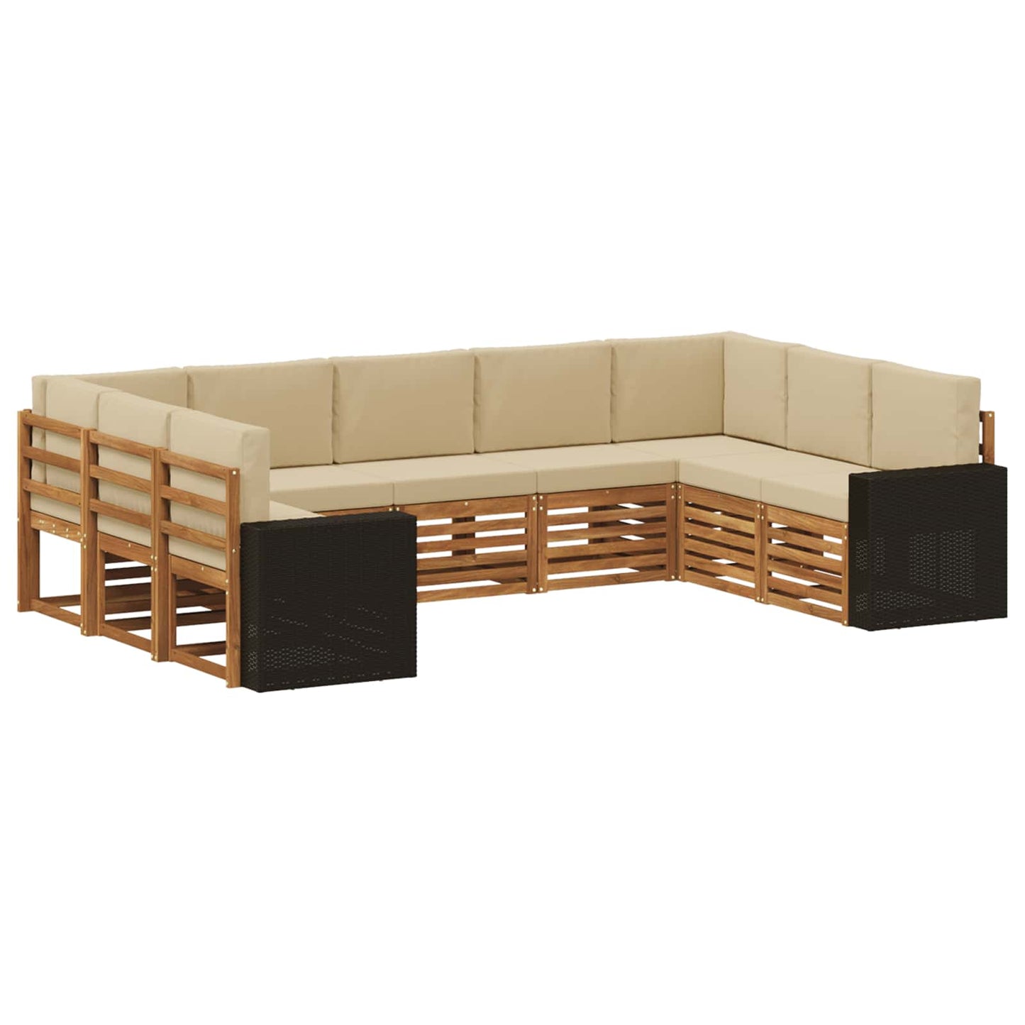 Outdoor-Sofagarnitur 9 stk. Natur und Beige Polyester