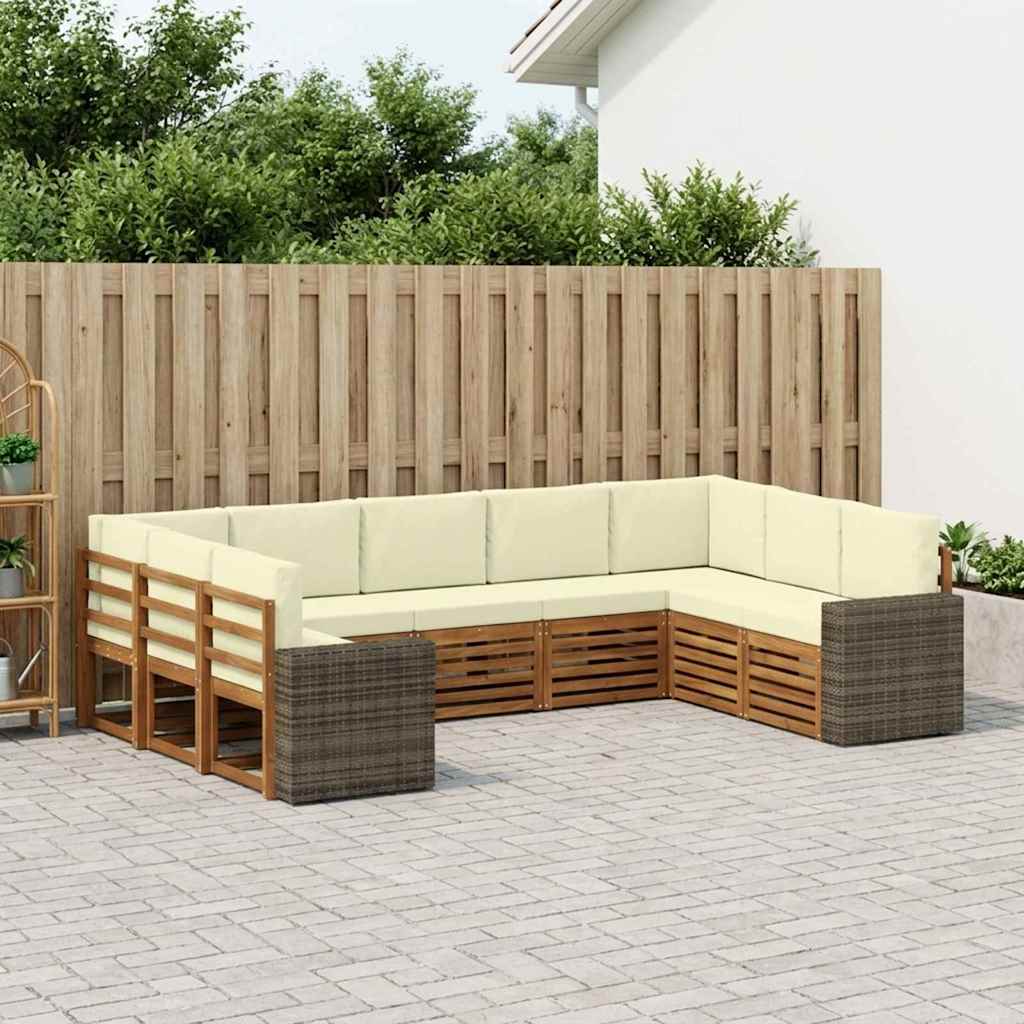 Ecksofa Set mit Kissen 9 pcs Natur und Creme Polyester