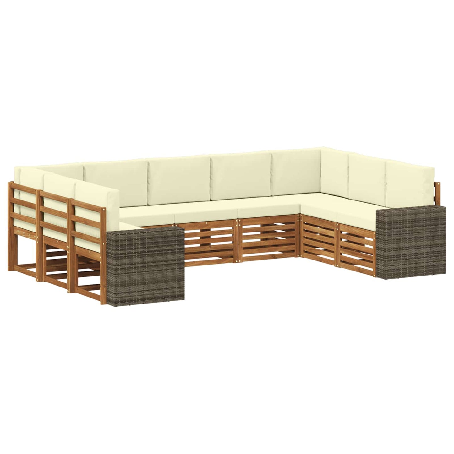 Ecksofa Set mit Kissen 9 pcs Natur und Creme Polyester