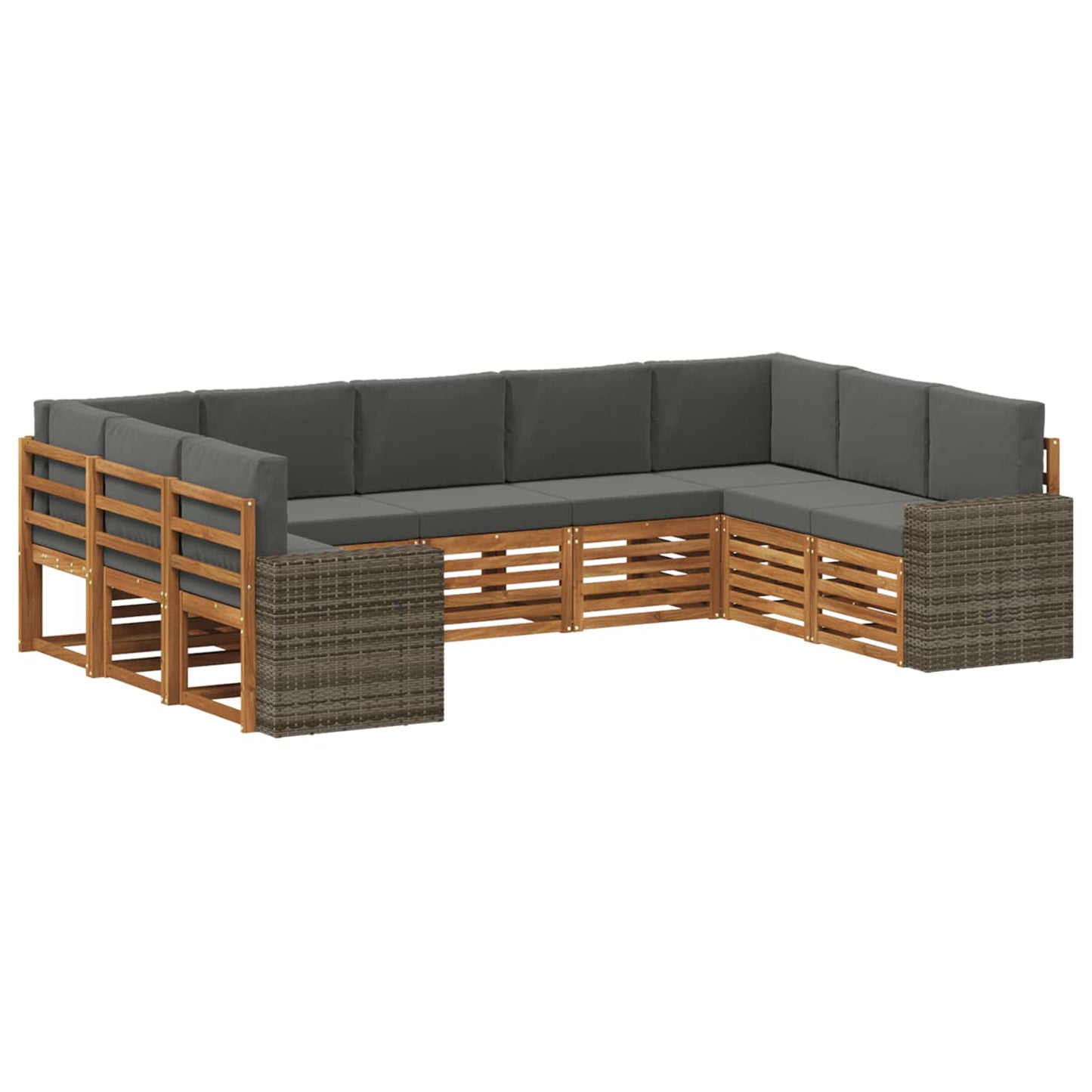 Ecksofa Set mit Kissen 9 pcs Natur und Anthrazit Polyester