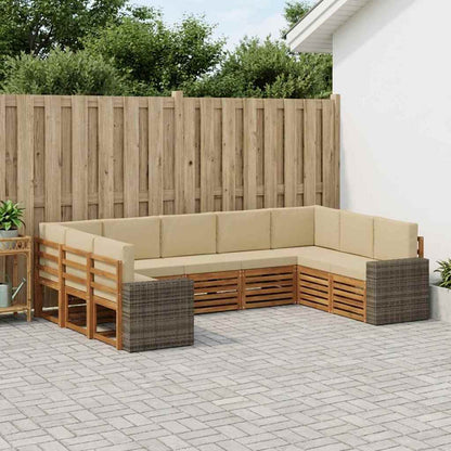 Outdoor-Sofagarnitur 9 stk. Natur und Beige Polyester
